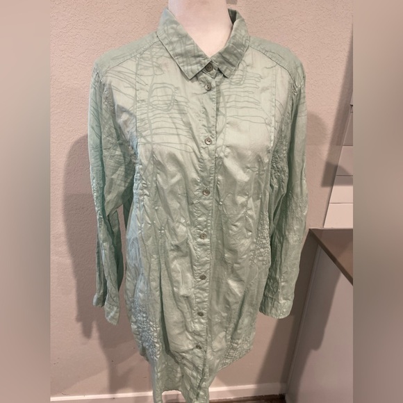 OSKA 100% cotton pattern button front tunic blouse shirt - Picture 3 of 9